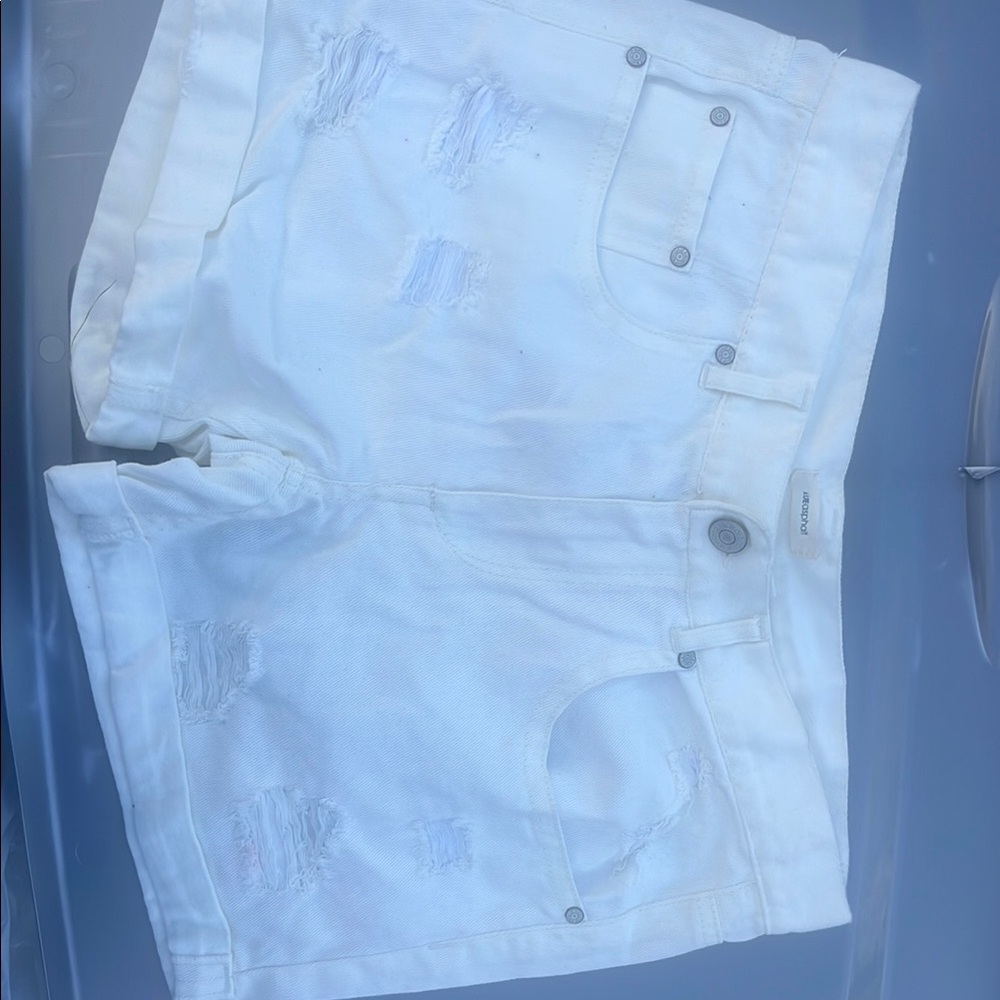 Blue Asphalt White Jean Shorts Distressed Casual